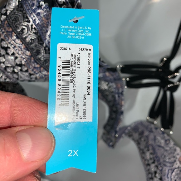38) nwt Size 2X lavender/silver TANKINI top - Picture 4 of 7